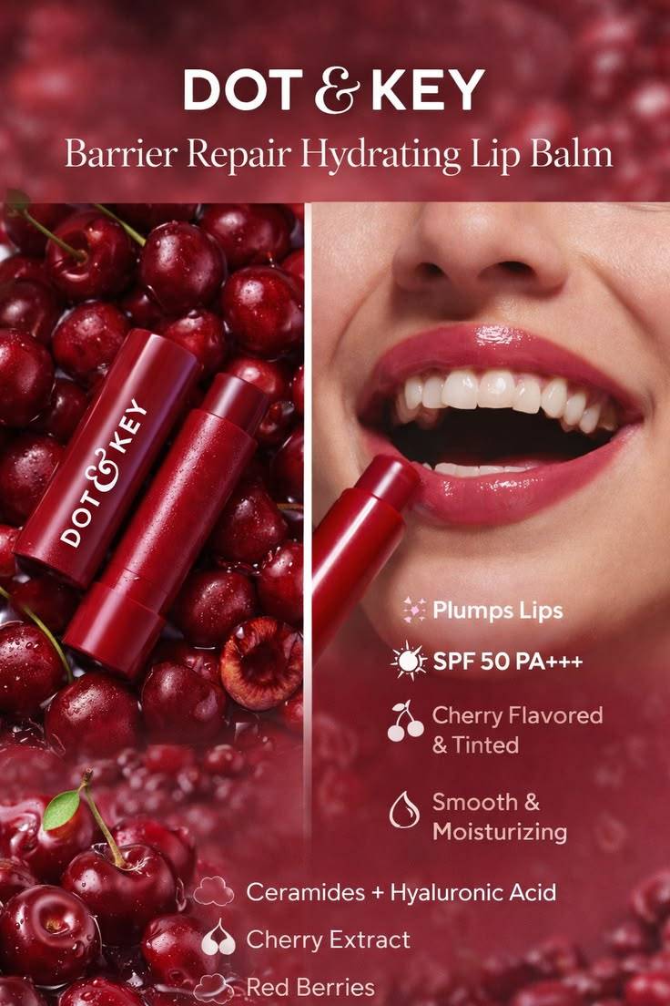 Dot & Key Barrier Repair Hydrating Lip Balm SPF 50+ 4.5g - Cherry Crimson Tinted product image