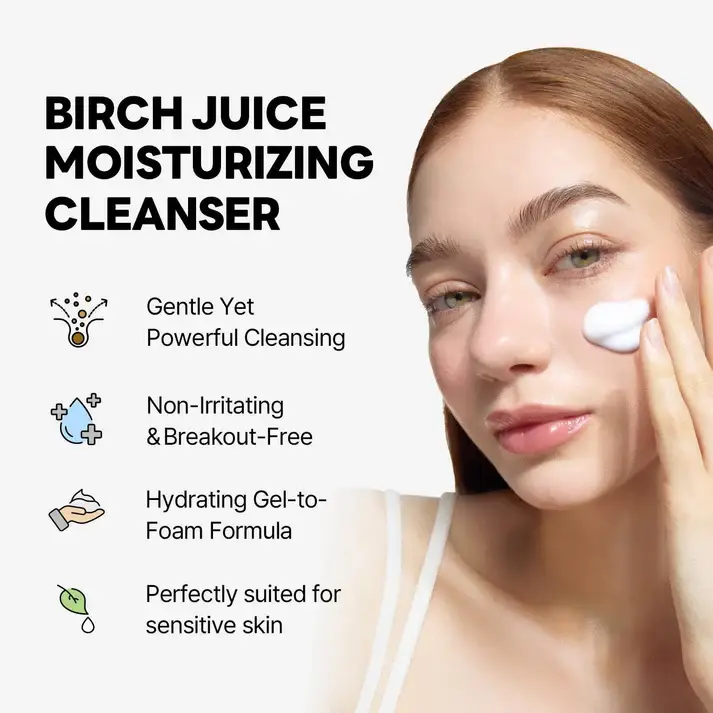 Round lab birch juice moisturizing cleanser  150ml  Buy And Get THE FACE SHOP The Therapy Vegan Moisture Blending Cream 60 ML product image