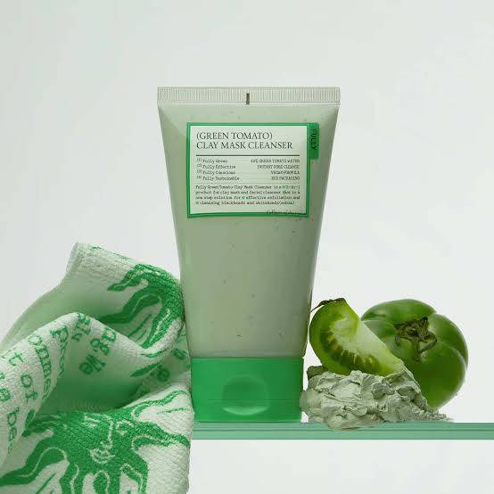 Fully green tomato clay pack cleanser 120gm Buy And Get Imagic Face Makeup Sponge Puff product image