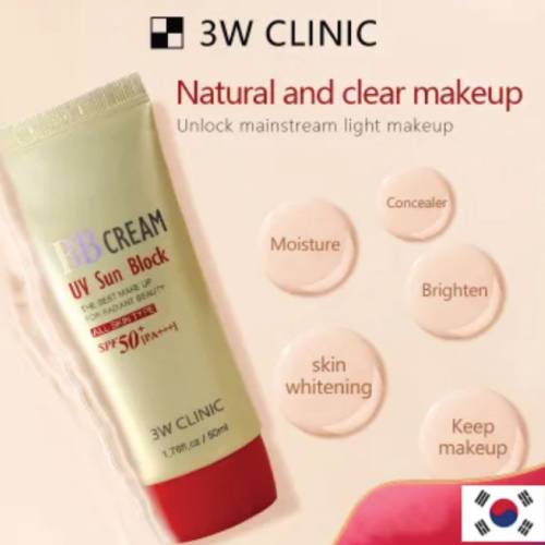 3W Clinic UV Sun Block BB Cream SPF50 PA+++ 50 ml product image