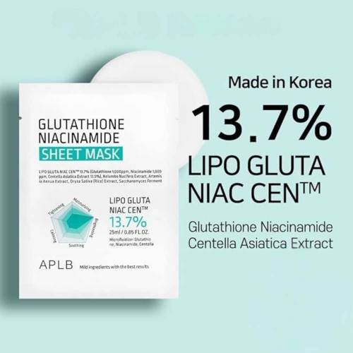 APLB Glutathione Niacinamide Sheet Mask 25ml - APLB product in Bangladesh